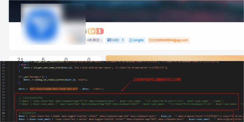 Zibll主题 – 用户中心美化UID/用户名/邮箱-龙盟网